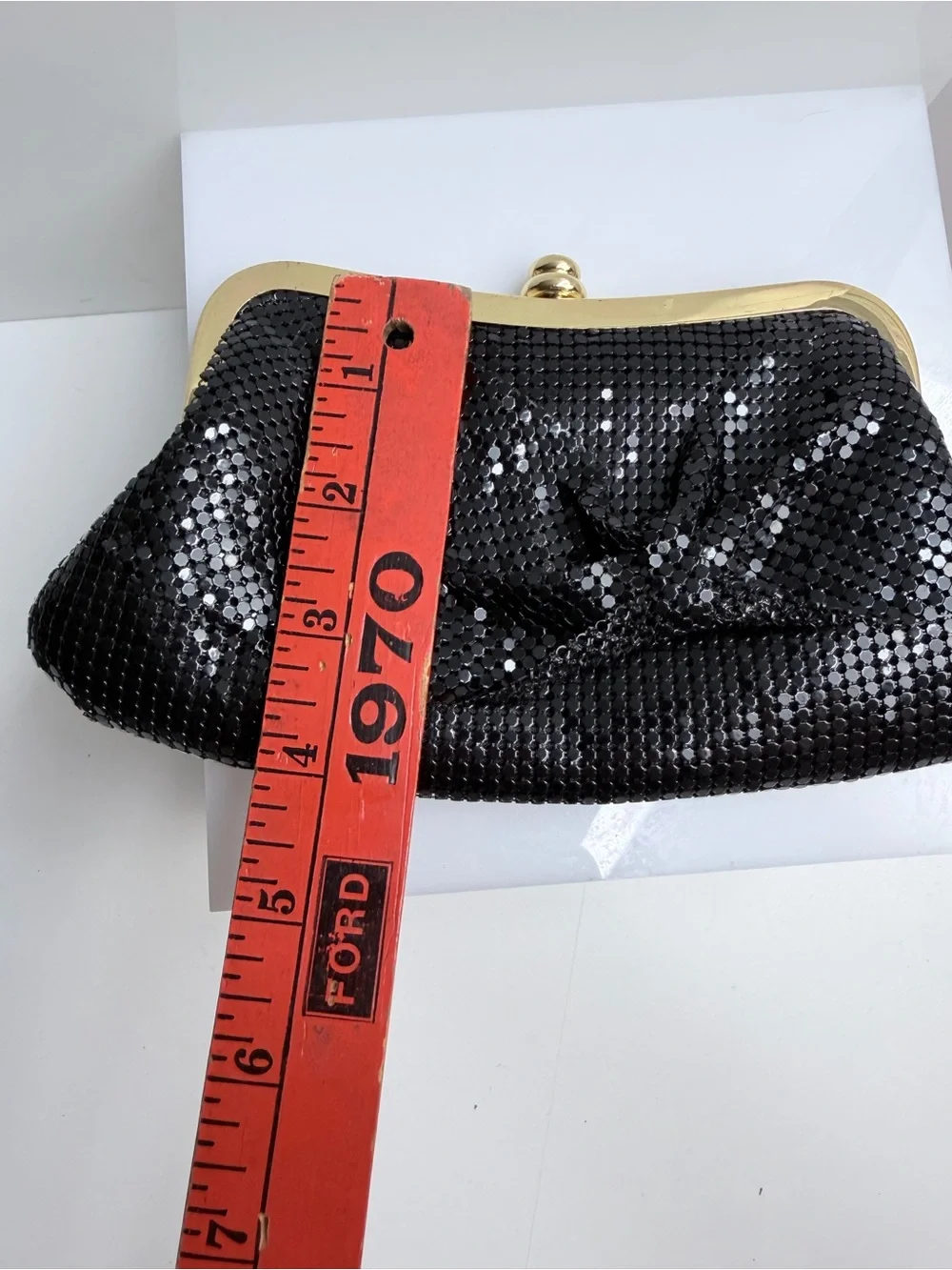 Vintage Arden B Mesh Black and Gold Evening Bag Clutch NWT